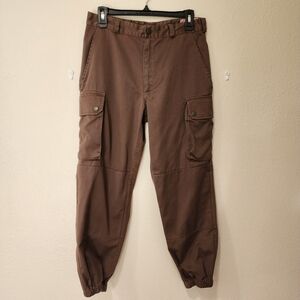 Rare French Army Cargo Pants Brown Joggers High Waist 84M 1995 Brown size 4
